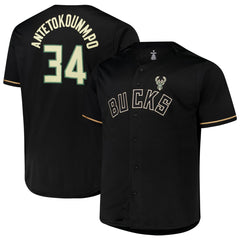 NBA - Giannis Antetokounmpo Milwaukee Bucks Profile Big & Tall Name & Number Button-Up Jersey - Black