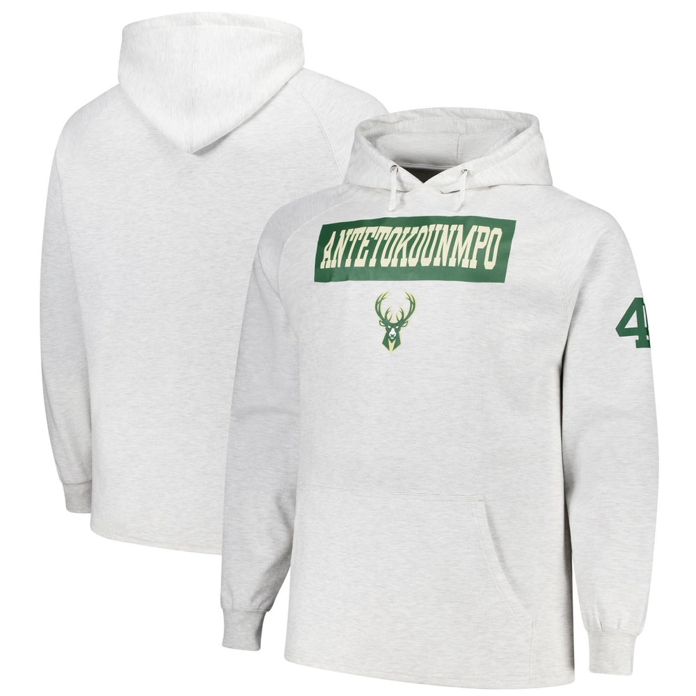 NBA - Giannis Antetokounmpo Milwaukee Bucks Profile Big & Tall Player Double Face Tri-Blend Pullover Hoodie - Ash