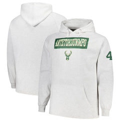 NBA - Giannis Antetokounmpo Milwaukee Bucks Profile Big & Tall Player Double Face Tri-Blend Pullover Hoodie - Ash