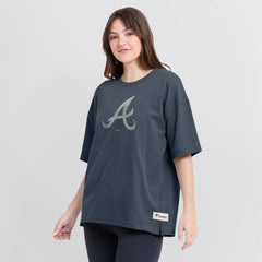 Atlanta Braves Fanatics Women's Oversized Elements Raw Edge Future Ground T-Shirt Clearance
