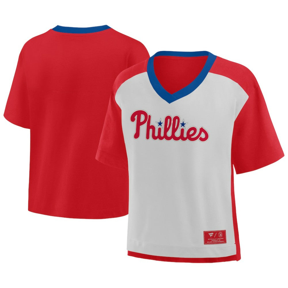 Philadelphia Phillies Fanatics Oversized Race To Win V-Neck T-Shirt Lifestyle
