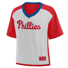 Philadelphia Phillies Fanatics Oversized Race To Win V-Neck T-Shirt Lifestyle