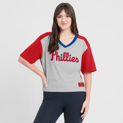 Philadelphia Phillies Fanatics Oversized Race To Win V-Neck T-Shirt Lifestyle