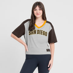 San Diego Padres Fanatics Oversized Race To Win V-Neck T-Shirt Clearance