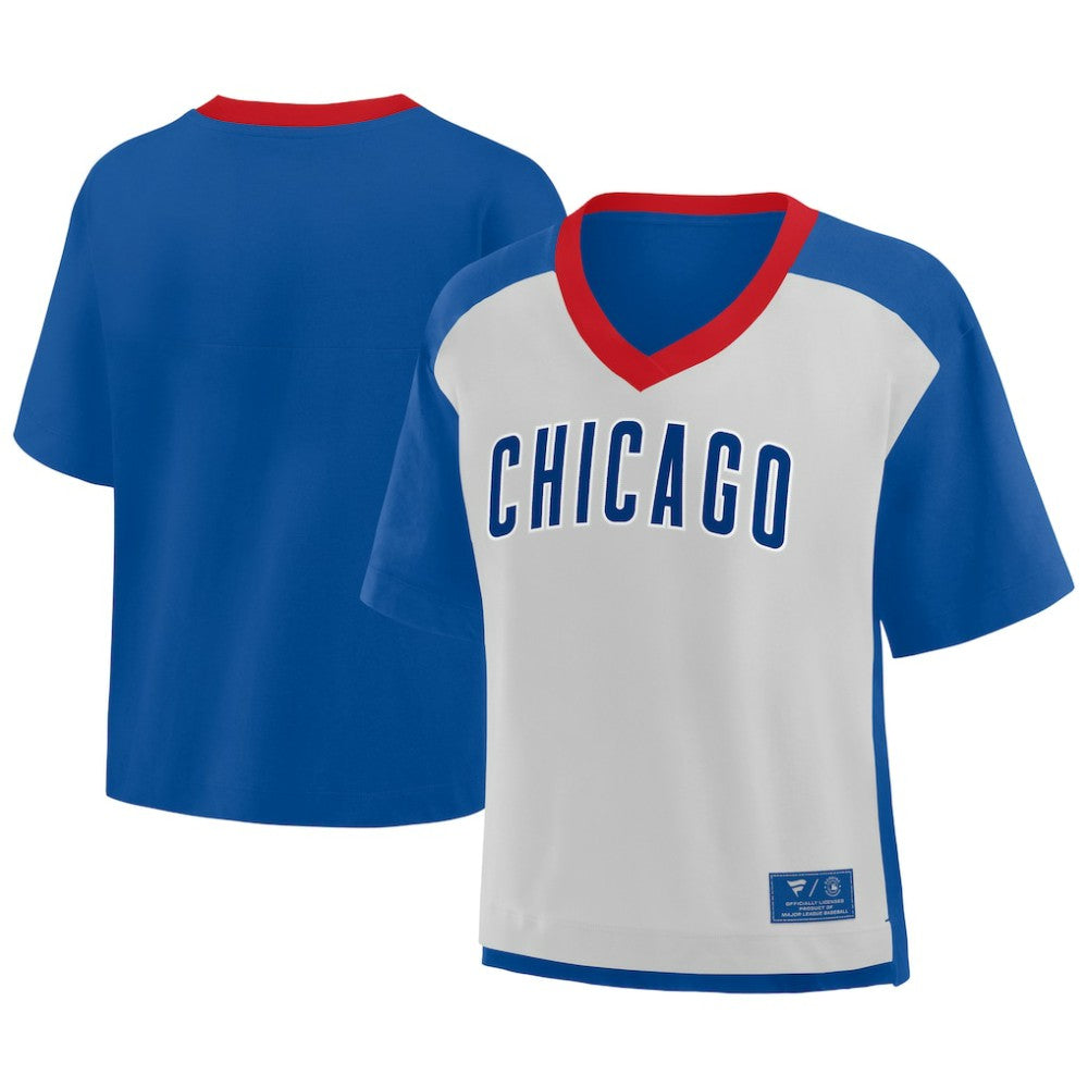Chicago Cubs Fanatics Oversized Race To Win V-Neck T-Shirt for sale