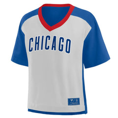 Chicago Cubs Fanatics Oversized Race To Win V-Neck T-Shirt for sale