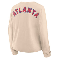 Atlanta Braves Fanatics Women's Oversized Stadium Slub Long Sleeve Henley T-Shirt for sale