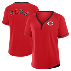 Cincinnati Reds Fanatics Women's League Diva Star Raglan V-Neck T-Shirt Sale