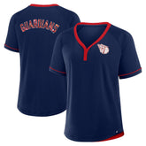 Cleveland Guardians Fanatics Women's League Diva Star Raglan V-Neck T-Shirt Clearance