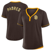 San Diego Padres Fanatics Women's League Diva Star Raglan V-Neck T-Shirt Lifestyle
