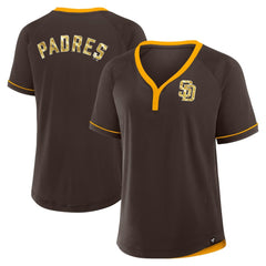 San Diego Padres Fanatics Women's League Diva Star Raglan V-Neck T-Shirt Lifestyle