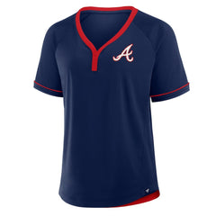 Atlanta Braves Fanatics Women's League Diva Star Raglan V-Neck T-Shirt Clearance