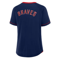 Atlanta Braves Fanatics Women's League Diva Star Raglan V-Neck T-Shirt Clearance