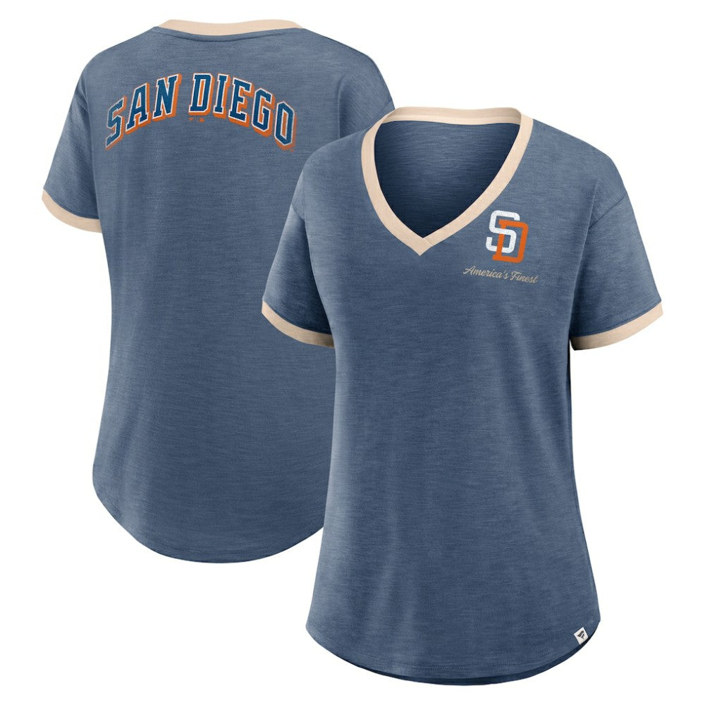 San Diego Padres Fanatics Women's Binge Worthy Stadium Slub V-Neck T-Shirt Sale