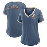 San Diego Padres Fanatics Women's Binge Worthy Stadium Slub V-Neck T-Shirt Sale
