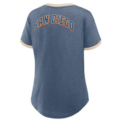 San Diego Padres Fanatics Women's Binge Worthy Stadium Slub V-Neck T-Shirt Sale