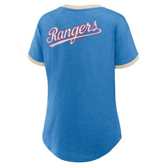 Texas Rangers Fanatics Women's Binge Worthy Stadium Slub V-Neck T-Shirt On Sale