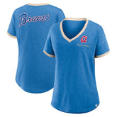 Atlanta Braves Fanatics Women's Binge Worthy Stadium Slub V-Neck T-Shirt discount