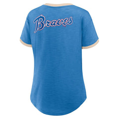 Atlanta Braves Fanatics Women's Binge Worthy Stadium Slub V-Neck T-Shirt discount