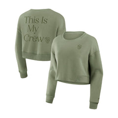 Milwaukee Brewers Fanatics Women's Studio Cropped Pullover Sweatshirt for sale