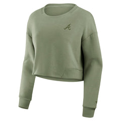 Atlanta Braves Fanatics Women's Studio Cropped Pullover Sweatshirt Near Me
