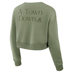 Atlanta Braves Fanatics Women's Studio Cropped Pullover Sweatshirt Near Me