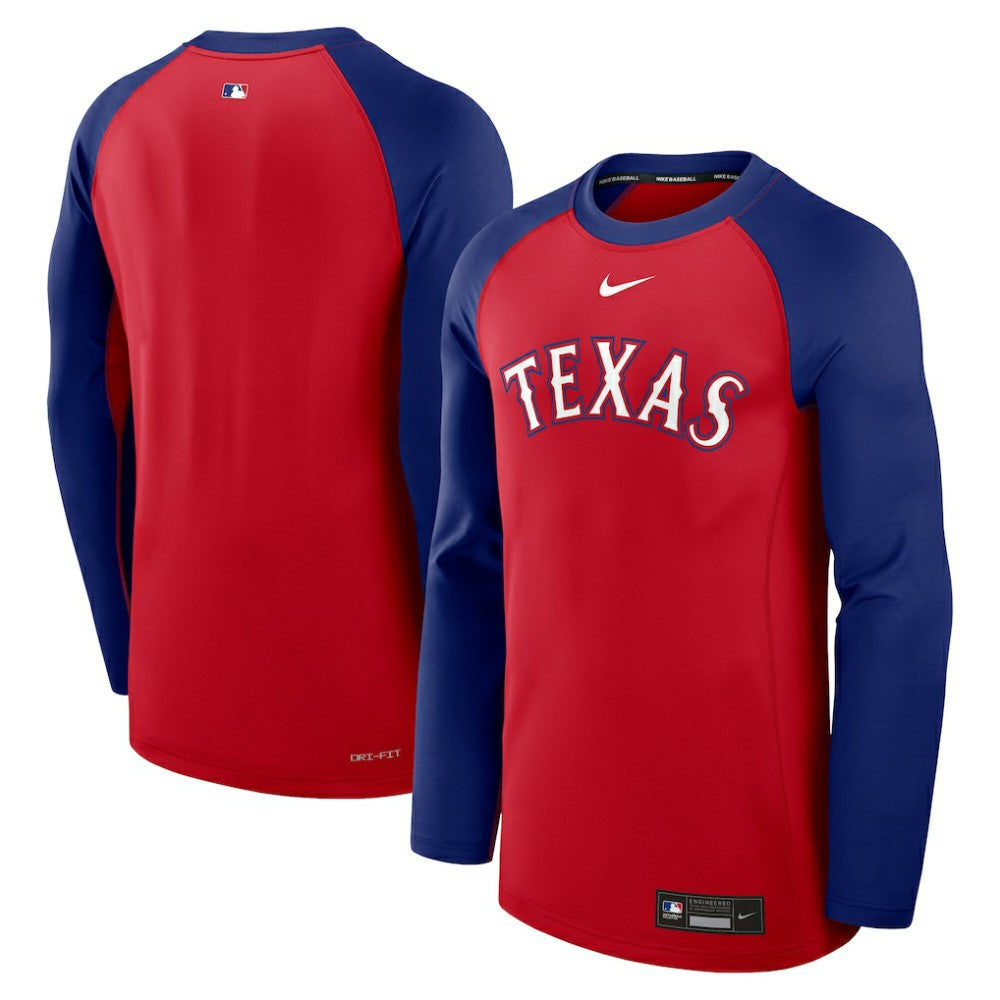 Texas Rangers Nike Authentic Collection Game Time Raglan Dri-FIT Long Sleeve T-Shirt On Sale