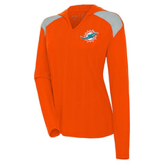 Miami Dolphins Antigua Women's Opulent Long Sleeve Hoodie T-Shirt Orange - NFL
