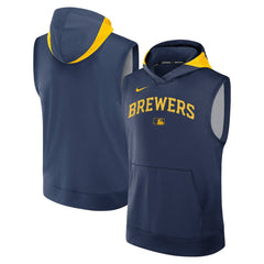 Milwaukee Brewers Nike Authentic Collection Dri-FIT Sleeveless Hoodie Sale