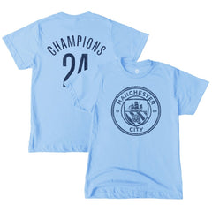 Manchester City 1863FC Youth 2024 Premier League Champions T-Shirts - Sky Blue