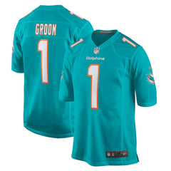 Number 1 Groom Miami Dolphins Game Jersey Aqua - Nike