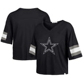 Dallas Cowboys '47 Women's Double Header Scout Cropped V-Neck T-Shirt Navy - 47 brand