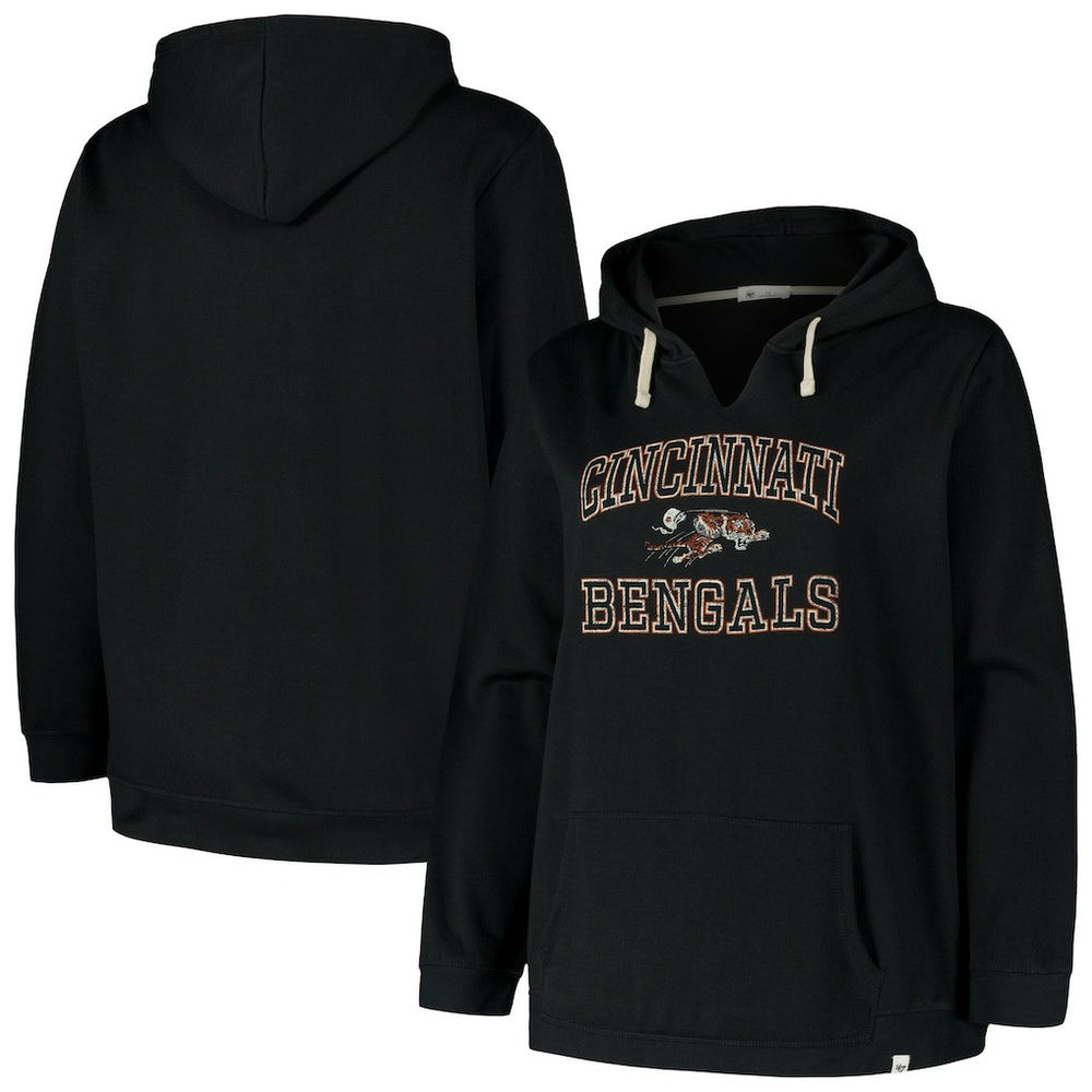 Cincinnati Bengals '47 Women's Plus Size Clarity Kennedy Pullover Hoodie Black - 47 brand