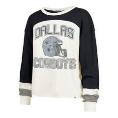 Dallas Cowboys '47 Women's Plus Size Double Header Curve Toni Long Sleeve T-Shirt Cream/Navy - 47 brand