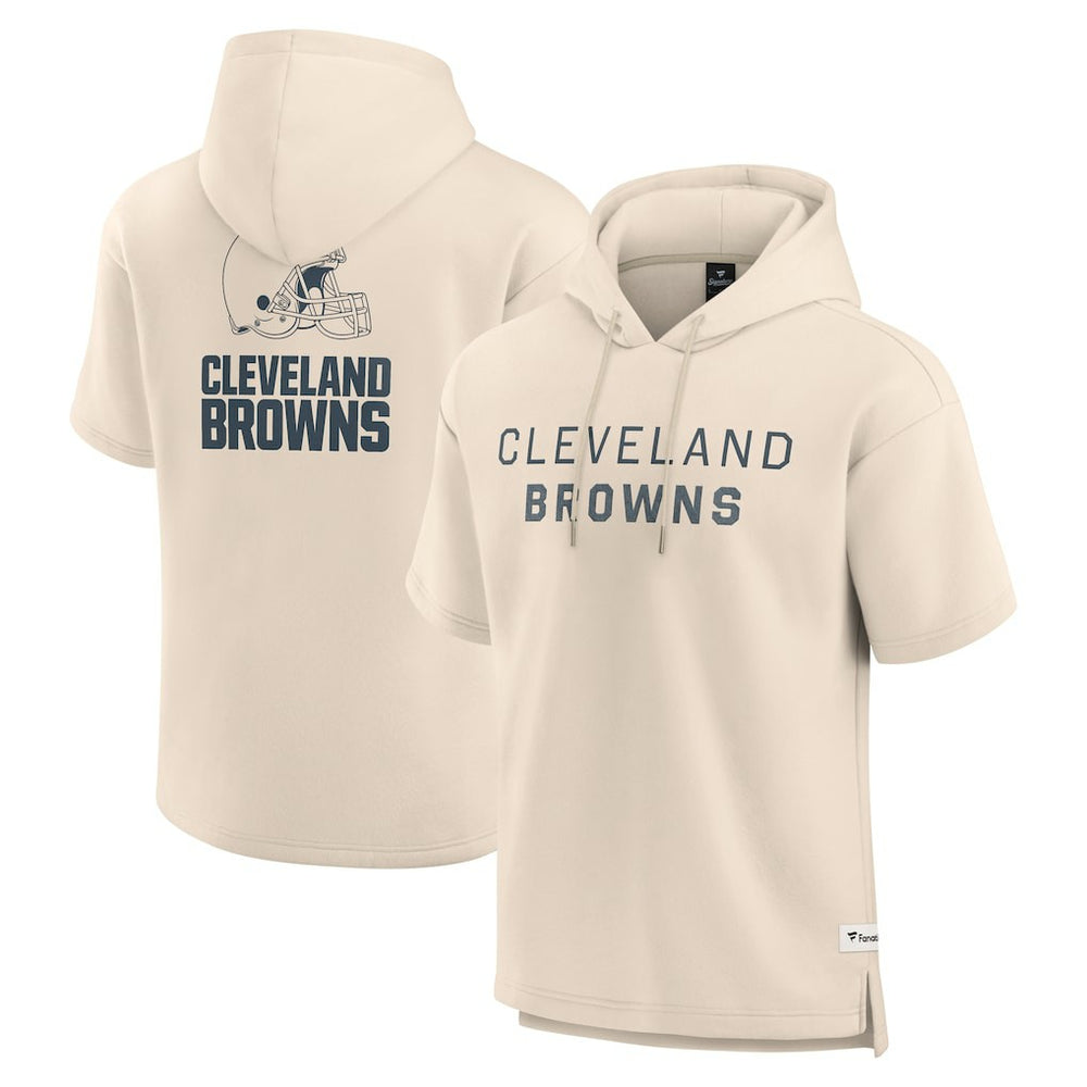 Cleveland Browns Elements Future Ground Lettering Short Sleeve Pullover Hoodie Cream - Fanatics