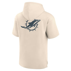 Miami Dolphins Elements Future Ground Lettering Short Sleeve Pullover Hoodie Cream - Fanatics