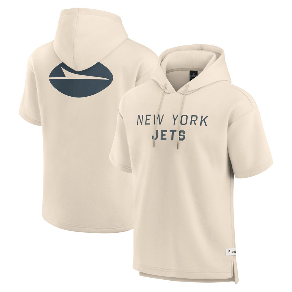 New York Jets Elements Future Ground Lettering Short Sleeve Pullover Hoodie Cream - Fanatics