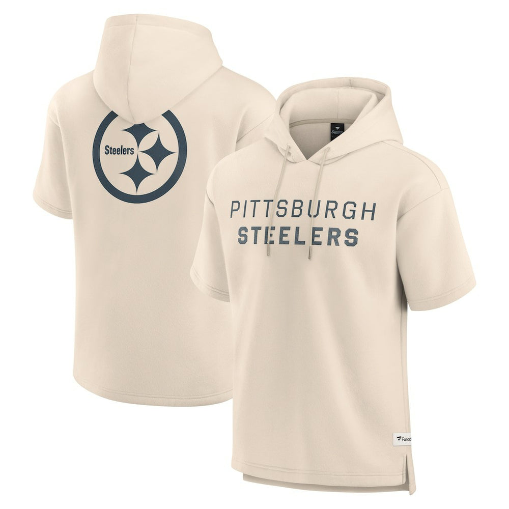Pittsburgh Steelers Elements Future Ground Lettering Short Sleeve Pullover Hoodie Cream - Fanatics