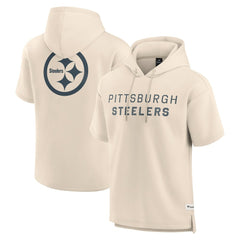 Pittsburgh Steelers Elements Future Ground Lettering Short Sleeve Pullover Hoodie Cream - Fanatics