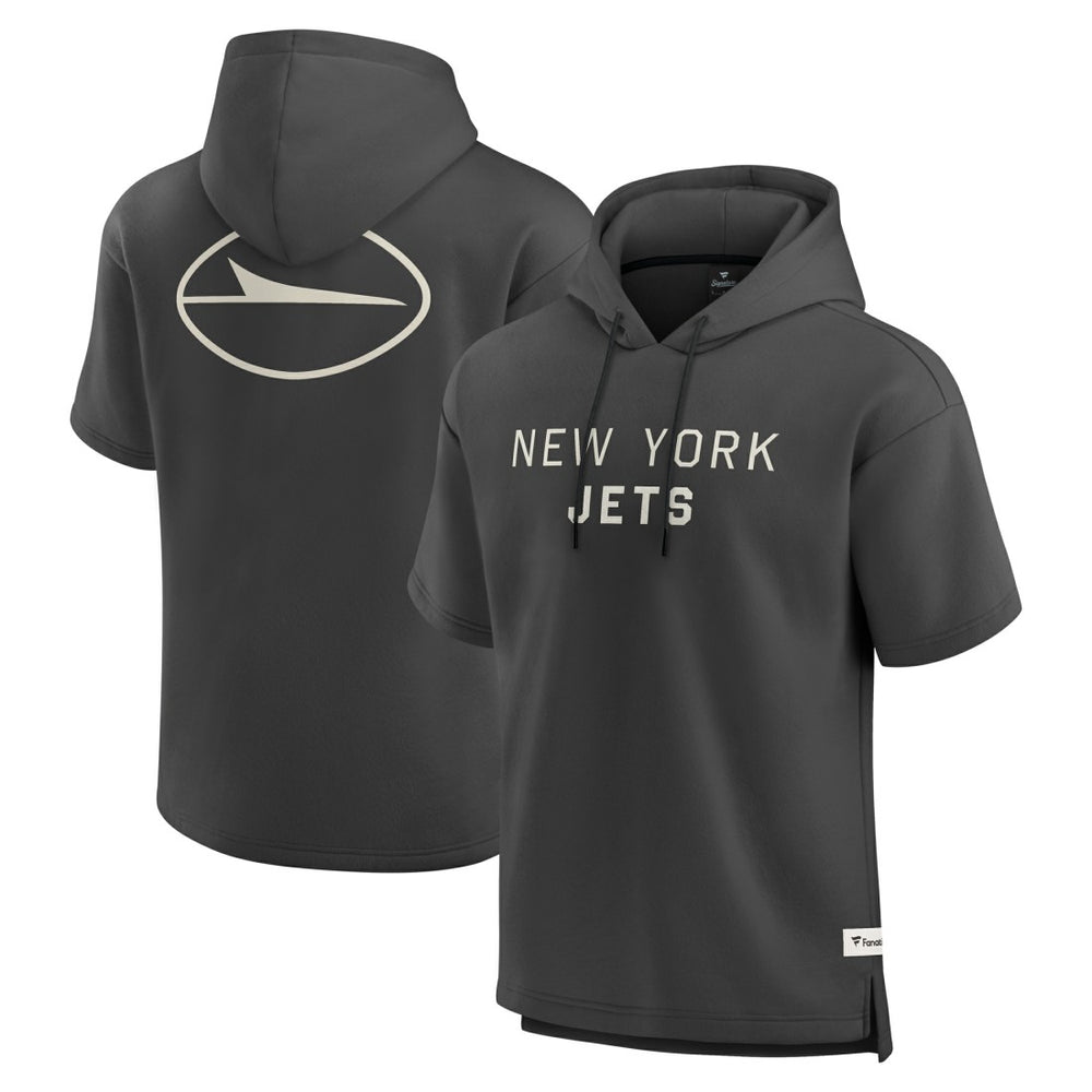 New York Jets Elements Future Ground Lettering Short Sleeve Pullover Hoodie Charcoal - Fanatics