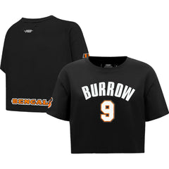 Joe Burrow Cincinnati Bengals Pro Standard Women's Player Name & Number Cropped Boxy T-Shirt Black - NFL