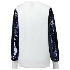 Dallas Cowboys Cuce Women's Sequin Sleeve V-Neck Pullover Sweatshirt- White - NFL