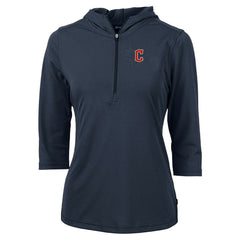 Cleveland Guardians Cutter & Buck Women's DryTec Virtue Eco Pique Recycled 3/4-Sleeve Half-Zip Pullover Hoodie discount