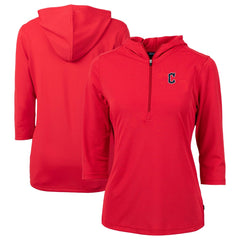 Cleveland Guardians Cutter & Buck Women's DryTec Virtue Eco Pique Recycled 3/4-Sleeve Half-Zip Pullover Hoodie On Sale