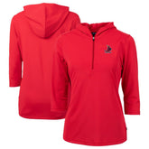 St. Louis Cardinals Cutter & Buck Women's Cooperstown Collection DryTec Virtue Eco Pique Recycled 3/4-Sleeve Half-Zip Pullover Hoodie for sale