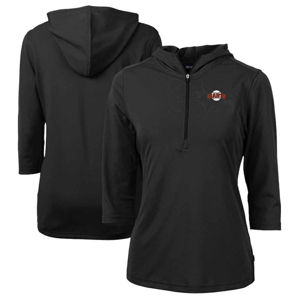 San Francisco Giants Cutter & Buck Women's DryTec Virtue Eco Pique Recycled 3/4-Sleeve Half-Zip Pullover Hoodie Lifestyle