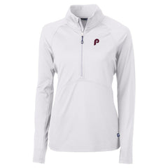 Philadelphia Phillies Cutter & Buck Women's Cooperstown Collection DryTec Adapt Eco Knit Stretch Recycled Raglan Half-Zip Top Near Me