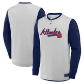 Atlanta Braves Fanatics Clubhouse Long Sleeve Henley Shirt On Sale