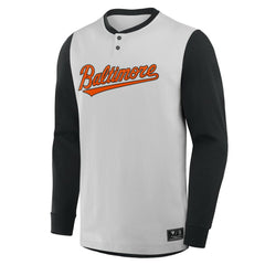 Baltimore Orioles Fanatics Clubhouse Long Sleeve Henley Shirt On Sale