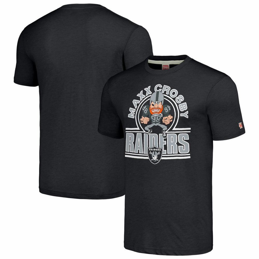 Maxx Crosby Las Vegas Raiders Homage Unisex Caricature Player Tri-Blend T-Shirt Charcoal - NFL